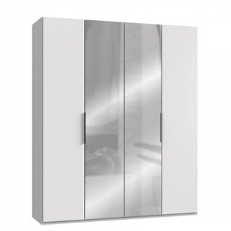 Armoire de rangement LISBETH 2 portes blanc 2 miroirs 200 x 236 cm HT