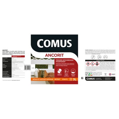 ANCORIT 0.75L BLANC - Primaire antirouille phosphatant pour supports ferreux - COMUS - A009741 - 3539760121177