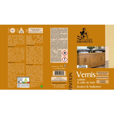 Vernis cuisine et salle de bain 1L incolore   - Les anciens ébénistes - A004421 - 3302150043980