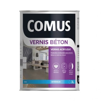 VERNIS BÉTON 3L - Vernis polyuréthane acrylique pour les sols et murs en béton ou dérivés ciment - COMUS