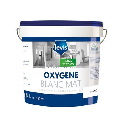 OXYGENE MAT BLANC 15L Peinture mate 0% de solvant ajouté en phase aqueuse - Levis - A020154 - 5412271236876