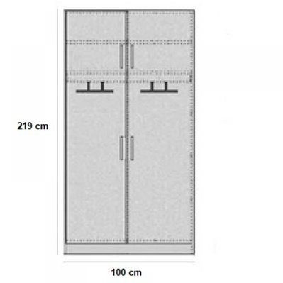 Armoire de rangement 2 tringles penderie 4 portes largeur 100 cm coloris chêne naturel - 20100887776 - 3663556356402
