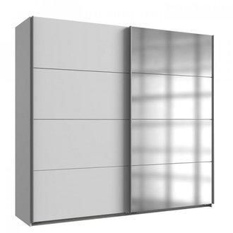 Armoire de rangement 2 portes coulissantes EDWIG 225 cm blanc / miroir