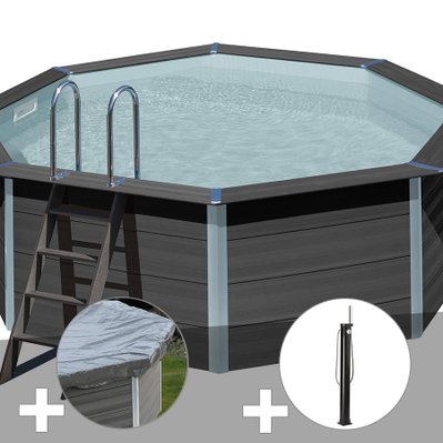Kit piscine composite Gré Avant-Garde ronde 4,10 x 1,24 m + Bâche hiver + Douche - 30676 - 3665872004388