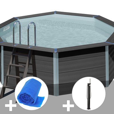 Kit piscine composite Gré Avant-Garde ronde 4,10 x 1,24 m + Bâche à bulles + Douche - 30677 - 3665872004227