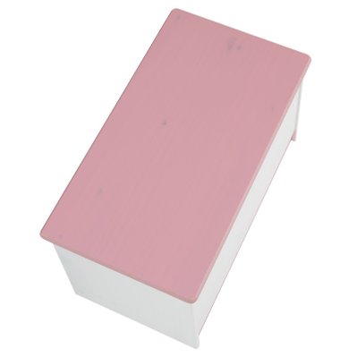 Coffre à jouets HANNAH, en pin massif lasuré blanc et rose - 42025 - 4016787420258