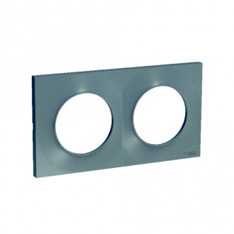 Plaque de finition clipsable - 2 postes - entraxes Ø 71 mm - SCHNEIDER Odace - aluminium