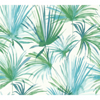 Papier peint intissé - effet palmiers - bleu/vert - 53 cm x 10 m 