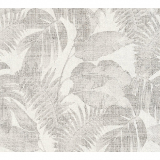 Papier peint intissé - effet palmiers - gris/blanc - 53 cm x 10 m 