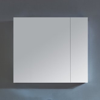 Armoire de toilette bloc-miroir 80 cm LIMPIO finition mélaminé blanc 2 portes