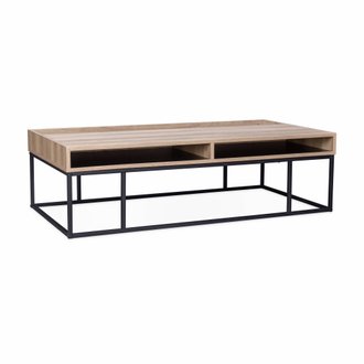 Table basse en décor bois et métal 120x59x34.5cm - Magnus - 3 espaces