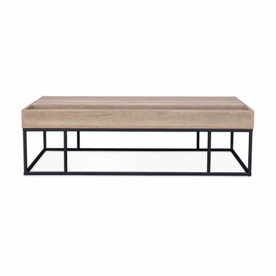 Table basse en décor bois et métal 120x59x34.5cm - Magnus - 3 espaces de rangement - 3760326998647 - 3760326998647