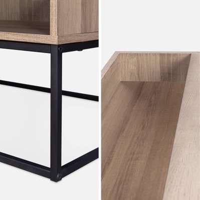 Table basse en décor bois et métal 120x59x34.5cm - Magnus - 3 espaces de rangement - 3760326998647 - 3760326998647