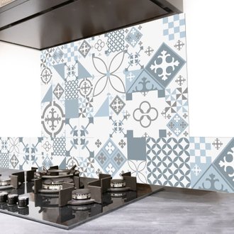Credence cuisine en aluminium Ciment style gris-bleu - Lot de 2 bandeaux L100xH20cm