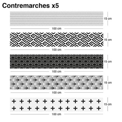 MIX SCANDI ETHNI'K - Lot de 5 contremarches adhesives en PVC - CME-MIX-SCA-ETH-015-005 - 3701141402193