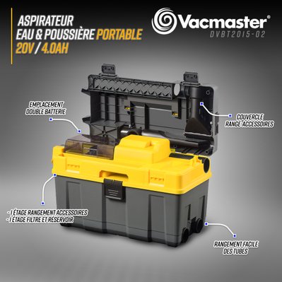 Aspirateur eau et poussières rechargeable 20V avec fonction soufflerie - Vacmaster Professional - DVTB2015-02 - 6939349514975