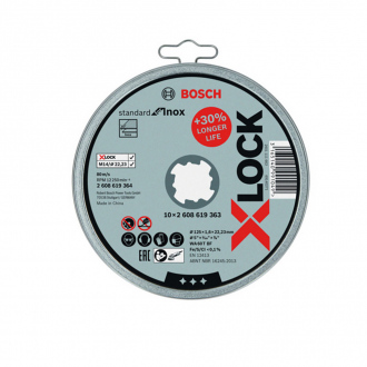 Pack de 10 disques Xlock BOSCH - Ø125 x 1,6 mm - Ølat - Øtandart Inox
