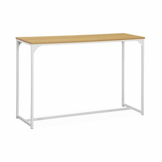 Console en métal blanc mat et décor bois. 120x39x79cm - Loft -  table