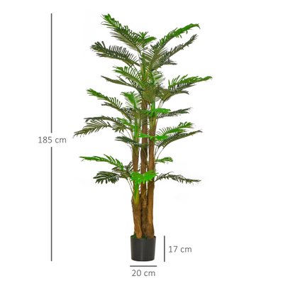 Palmier artificiel H.1,85 m troncs branches lichen feuilles grand réalisme pot inclus - 830-438 - 3662970077825