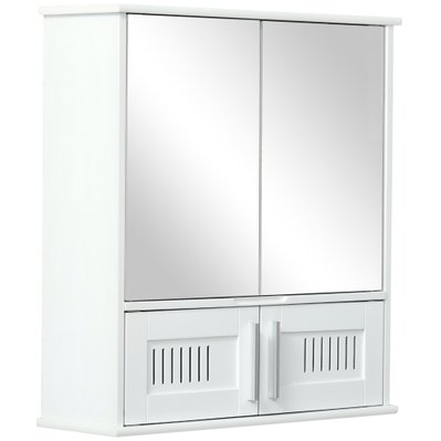 Armoire miroir de salle de bain 4 portes étagère blanc - 834-344WT - 3662970086957