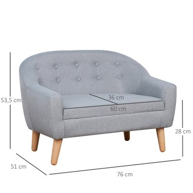 Fauteuil enfant design scandinave grand confort lin gris - 310-028GY - 3662970087985