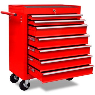 vidaXL Chariot à outils d'atelier avec 7 tiroirs Rouge
