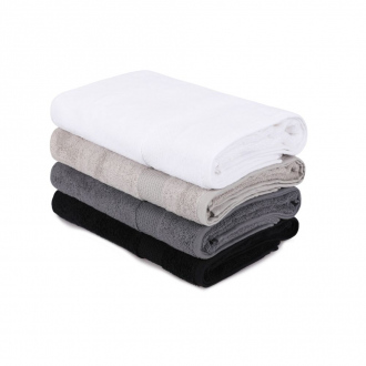 Ensemble de 4 serviettes de bain - 100% coton - 70 x 140 cm - blanc & camaïeu gris