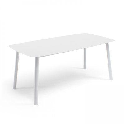 Table de jardin rectangulaire en aluminium et pierre frittée blanc - 106241 - 3663095039002