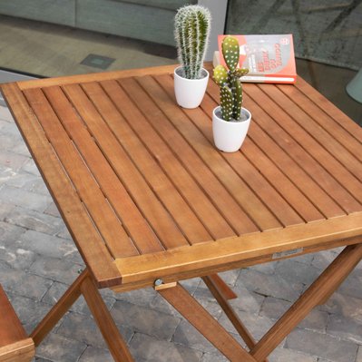 Table bistrot pliante carrée en bois d'eucalyptus - 106249 - 3663095039316