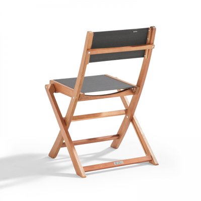 Lot de 2 chaises pliantes en bois d'eucalyptus + Textilène noir - 106564 - 3663095042224