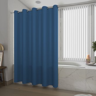 Rideau de douche coloris bleu dim. 180x200 cm en éthylène-acétate de vinyle - ASTRAL RIDEAU BLEU
