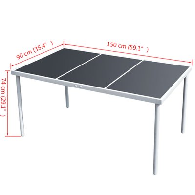 vidaXL Table de jardin 150x90x74 cm Noir Acier - 43305 - 8718475508168