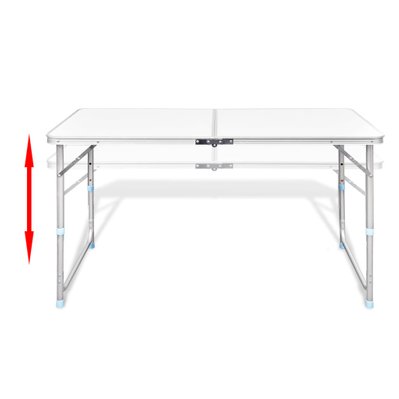 vidaXL Table pliable de camping Hauteur réglable Aluminium 120x60 cm - 41325 - 8718475908340