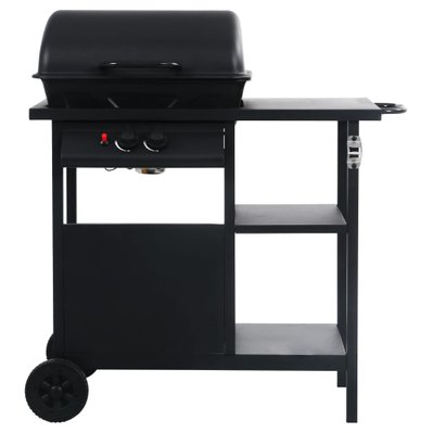 vidaXL Barbecue à gaz avec table latérale à 3 niveaux Noir - 47390 - 8719883751429