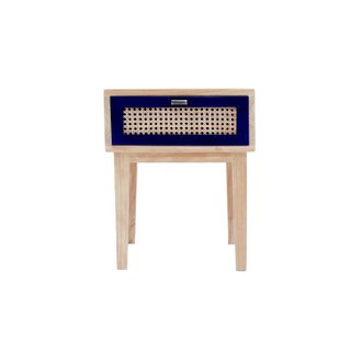 GIA - Table de chevet en bois, tiroir en rotin