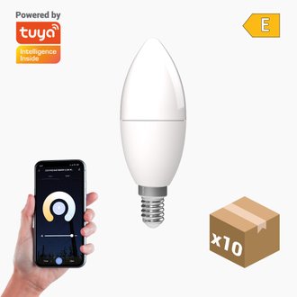 Pack 10X Ampoule Bougie LED Intelligente Smart C37 E14 CCT+DIM 5W 470lm WIFI Compatible avec Alexa et Google Home