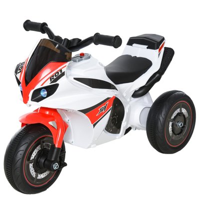 Porteur enfants moto de course effets musicaux et lumineux coffre rangement rouge blanc - 370-097WT - 3662970071007