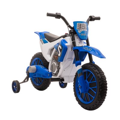 Moto cross électrique enfant avec roulettes amovibles - 370-165V90BU - 3662970092019