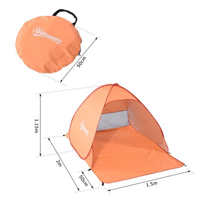 Abri de plage tente pop-up orange - A20-036OG - 3662970021934