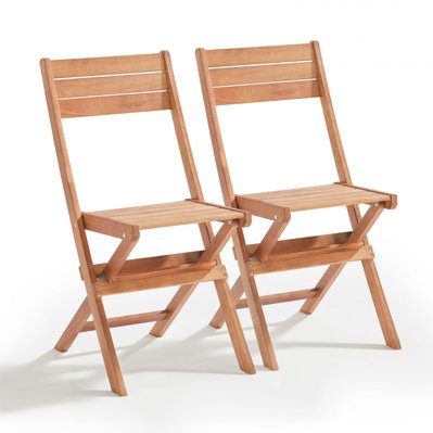 Lot de 2 chaises pliantes en bois d'eucalyptus - 106562 - 3663095042200