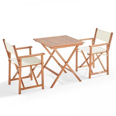 Table bistrot pliante carrée et 2 chaises pliantes blanc 70 x 70 x 76 cm - 106575 - 3663095042330