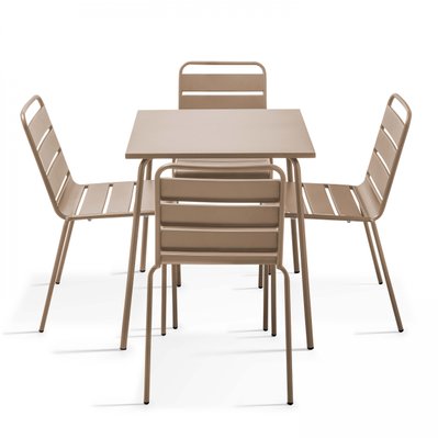 Ensemble table de jardin et 4 chaises en métal taupe 70 x 70 x 72 cm - 107880 - 3663095113344
