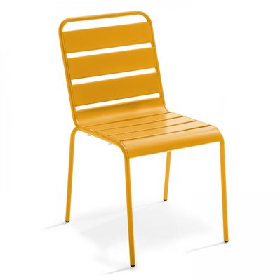 Ensemble table de jardin et 4 chaises en métal jaune 70 x 70 x 72 cm - 107881 - 3663095113351