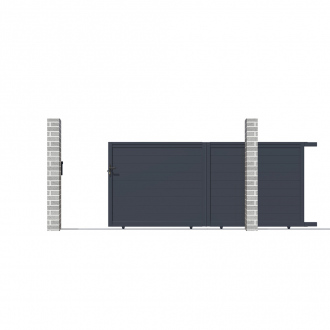 Portail aluminium coulissant Michigan - réversible - H.1,58 m x L.3,50 m - gris anthracite