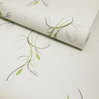 Papier peint vinyle expansé sur intissé - Basique - Motif floral vert pois satiné - Rouleau(x) - 3294270921845 - 3294270921845