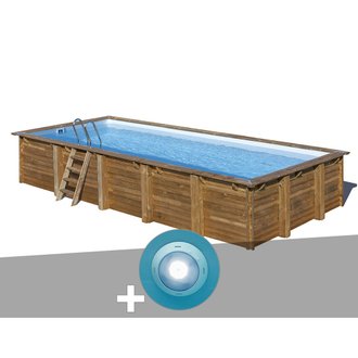 Kit piscine bois Gré Braga 8,15 x 4,20 x 1,46 m + Spot