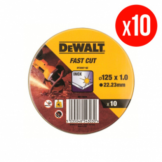Pack de 10 disques à tronçonner DEWALT -Ø125 x 1 mm