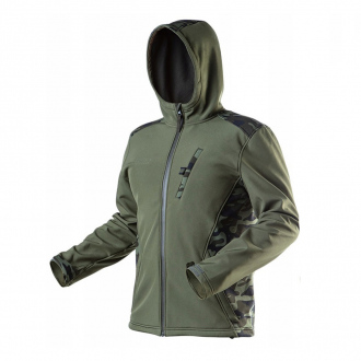 Softshell à capuche CAMO NEO TOOLS - 360 g/m² - vert olive/camouflage