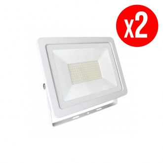 Lot de 2 projecteurs LED NOCTIS LUX 2 SMD - 100 W - 8300 lm - blanc froid - IP65 - blanc 