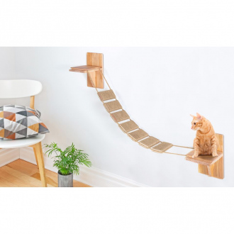Escalier mural pour chats - 100 x 20 x 100 cm - pin & corde